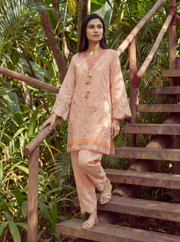 SS26DC-2605 ORANGE LAWN 2PCS EMBROIDERED KURTA WITH TROUSER