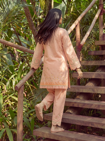 SS26DC-2605 ORANGE LAWN 2PCS EMBROIDERED KURTA WITH TROUSER