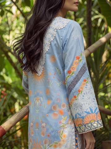 SS26DC-2598 BLUE LAWN 2PCS EMBROIDERED KURTA WITH TROUSER