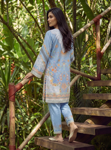 SS26DC-2598 BLUE LAWN 2PCS EMBROIDERED KURTA WITH TROUSER