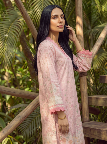 SS26DC-2603 PINK LAWN 2PCS EMBROIDERED KURTA WITH TROUSER
