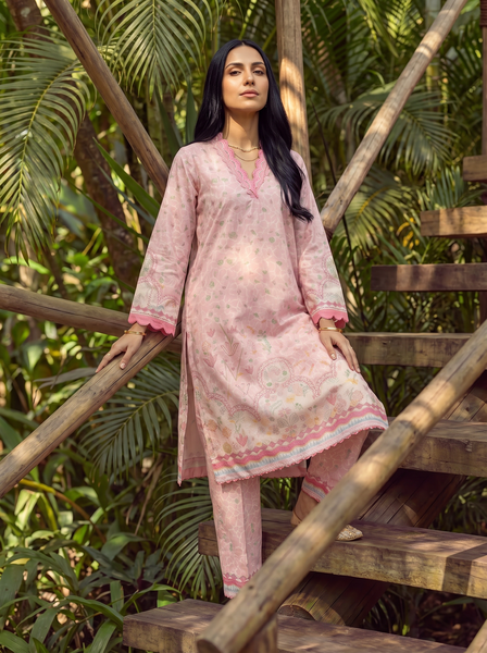SS26DC-2603 PINK LAWN 2PCS EMBROIDERED KURTA WITH TROUSER