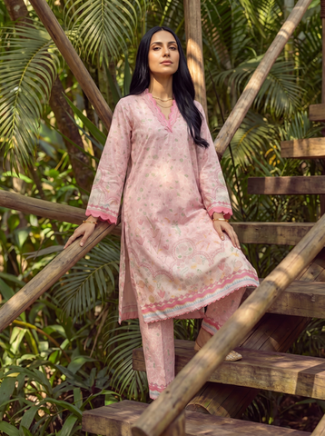 SS26DC-2603 PINK LAWN 2PCS EMBROIDERED KURTA WITH TROUSER