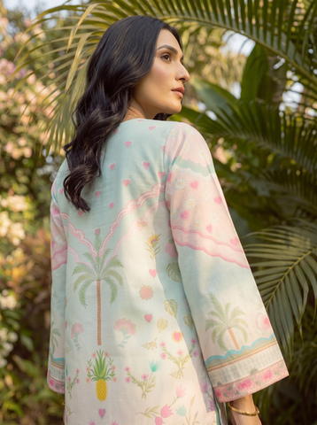 SS26DC-2599 L-GREEN LAWN 2PCS EMBROIDERED KURTA WITH TROUSER