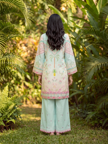 SS26DC-2599 L-GREEN LAWN 2PCS EMBROIDERED KURTA WITH TROUSER