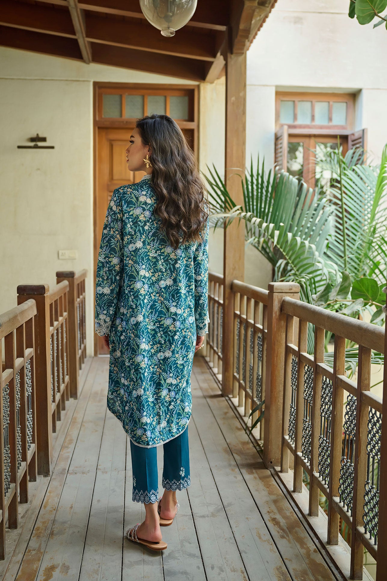 DC-2176 NAVY BLUE LAWN 2PCS PRINTED KURTA WITH TROUSER