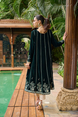 DA-1858 GREEN EMBROIDERED KURTA