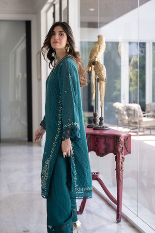 SS24DA-2404 GREEN 2PCS  EMBROIDERED KURTA WITH TROUSER