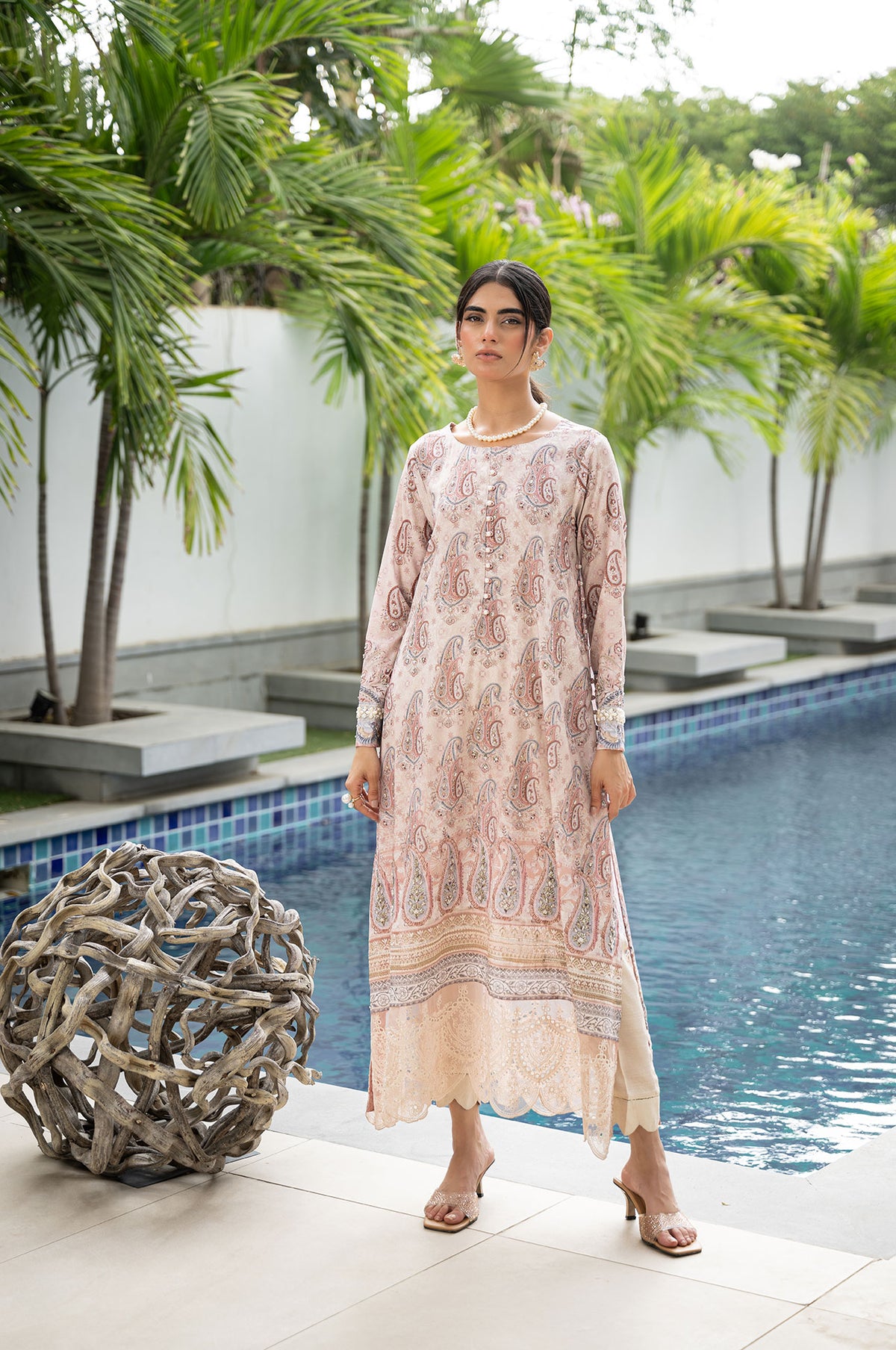 SS24DA-2442 LIGHT PINK 2PCS HAND EMBELLISHED  SHIRT WITH TROUSER