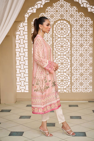 DA-2122 PEACH 2PCS  EMBROIDERED KURTA WITH TROUSER
