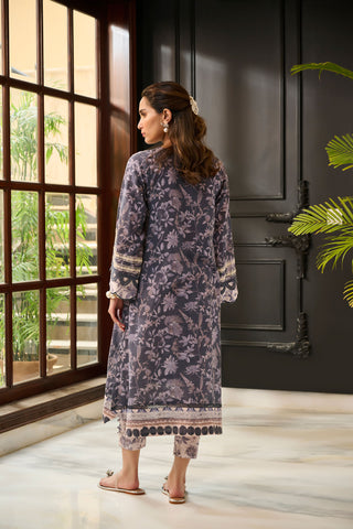 DC-2284 BLUE 2PCS  EMBROIDERED KURTA WITH TROUSER