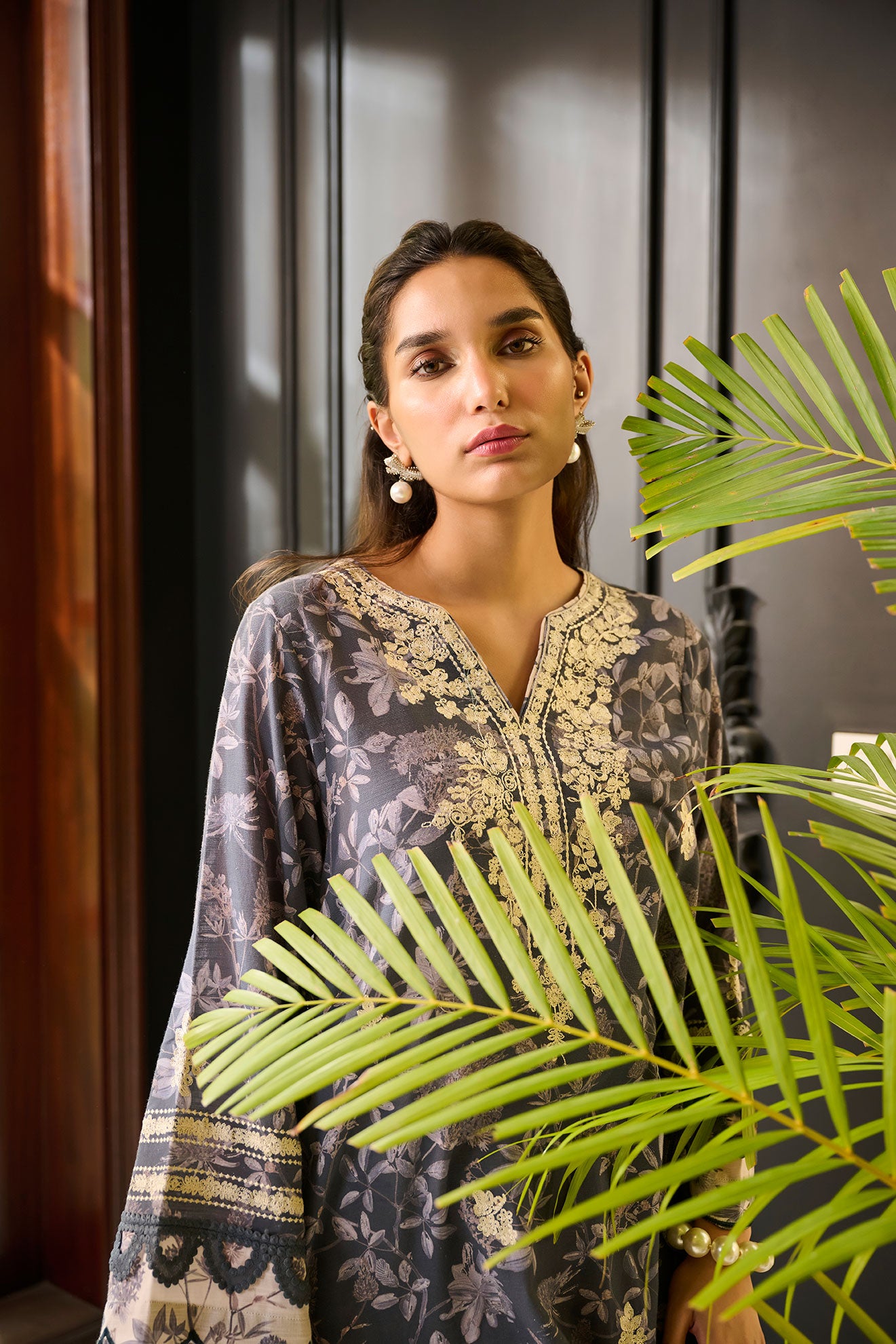 DC-2284 BLUE 2PCS  EMBROIDERED KURTA WITH TROUSER
