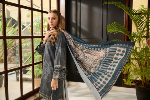 DC-2283 BLUE 2PCS  EMBROIDERED KURTA WITH TROUSER