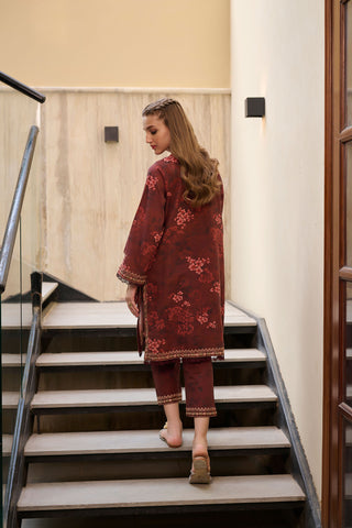 DC-2279 MAROON 2PCS  EMBROIDERED KURTA WITH TROUSER