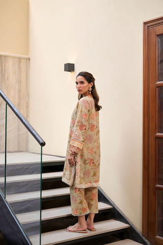 DC-2280 GREEN 2PCS  EMBROIDERED KURTA WITH TROUSER