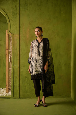 SS24DA-2467   GREY  2PCS  EMBROIDERED KURTA WITH TROUSER