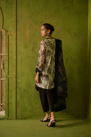 SS24DA-2467   GREY  2PCS  EMBROIDERED KURTA WITH TROUSER