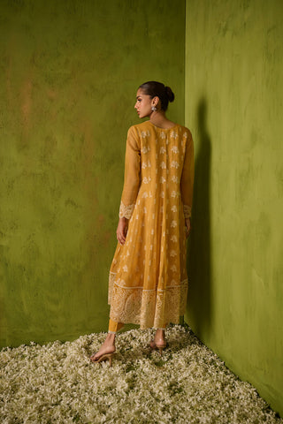 SS24DA-2479   MUSTARD  2PCS  EMBROIDERED KURTA WITH TROUSER
