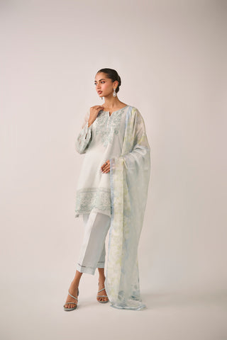 SS24DA-2481   SKY BLUE  2PCS  EMBROIDERED KURTA WITH TROUSER