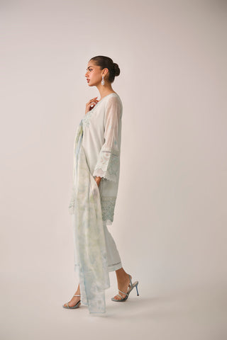 SS24DA-2481   SKY BLUE  2PCS  EMBROIDERED KURTA WITH TROUSER