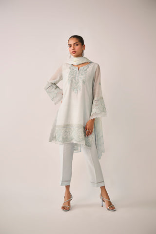SS24DA-2481   SKY BLUE  2PCS  EMBROIDERED KURTA WITH TROUSER