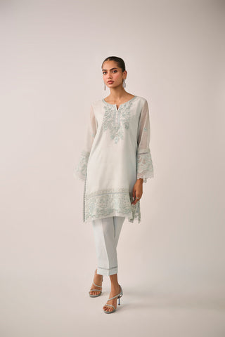 SS24DA-2481   SKY BLUE  2PCS  EMBROIDERED KURTA WITH TROUSER