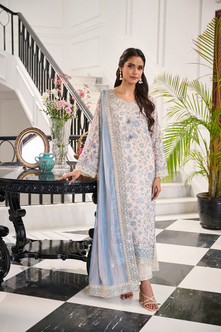 SS24DA-2365 SKY BLUE 2PCS  EMBROIDERED KURTA WITH TROUSER