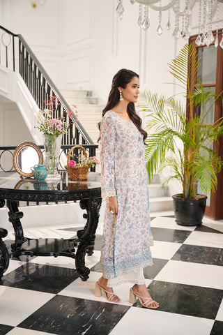 SS24DA-2365 SKY BLUE 2PCS  EMBROIDERED KURTA WITH TROUSER