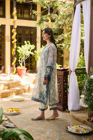SS24DA-2392   BEIGE  2PCS  EMBROIDERED KURTA WITH TROUSER