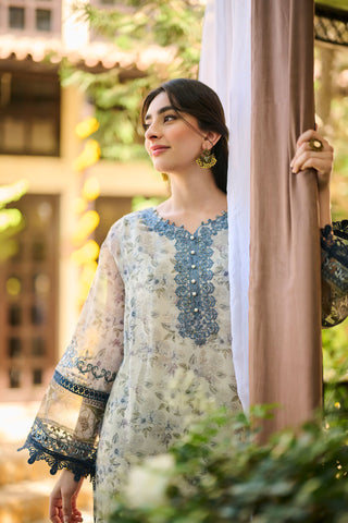 SS24DA-2392   BEIGE  2PCS  EMBROIDERED KURTA WITH TROUSER