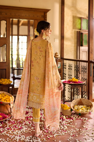 SS24DA-2372   YELLOW  2PCS  EMBROIDERED KURTA WITH TROUSER