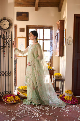 SS24DA-2362   LIGHT GREEN  2PCS  EMBROIDERED KURTA WITH TROUSER
