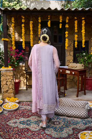 SS24DA-2371   PURPLE  2PCS  EMBROIDERED KURTA WITH TROUSER