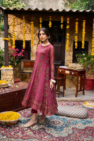 SS24DA-2363   MAROON  2PCS  EMBROIDERED KURTA WITH TROUSER