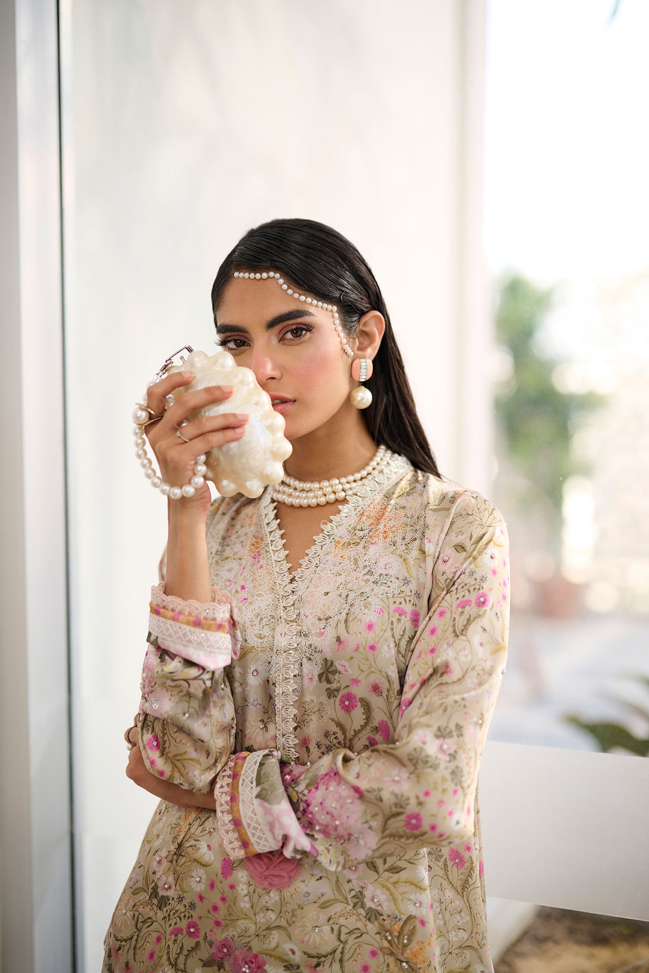 SS24DA-2357 LIGHT GREEN 2PCS HAND EMBELLISHED  SHIRT WITH TROUSER