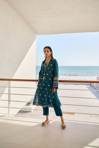 SS24DC-2315 NAVY BLUE LAWN 2PCS DYED KURTA WITH TROUSER