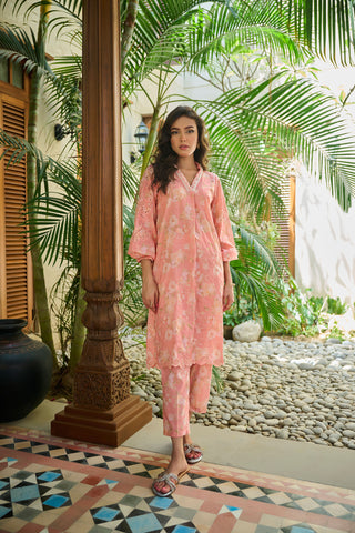 DC-2225 PINK LAWN 2PCS PRINTED KURTA WITH TROUSER