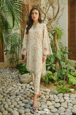 DC-2181 OFF WHITE LAWN 2PCS PRINTED KURTA WITH TROUSER
