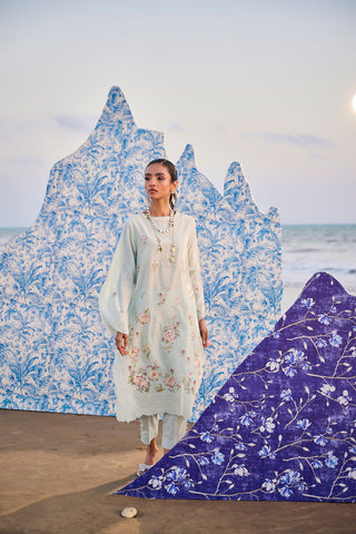 SS24DC-2317 LIGHT GREEN LAWN 2PCS DYED KURTA WITH TROUSER