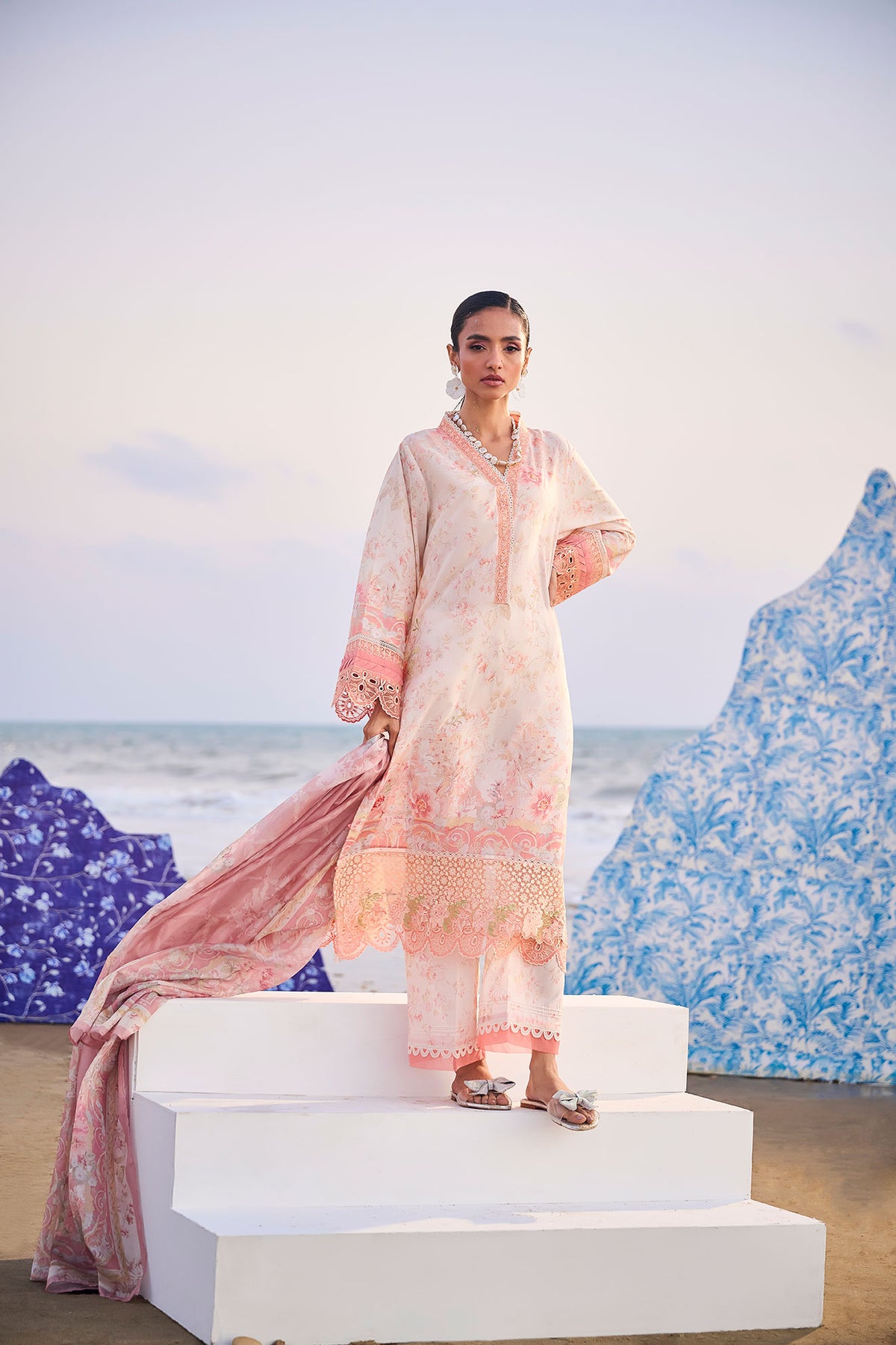 SS24DC-2309 PEACH LAWN 2PCS PRINTED KURTA WITH TROUSER
