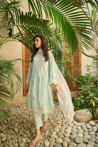 DC-2177 LIGHT GREEN LAWN 2PCS PRINTED KURTA WITH TROUSER