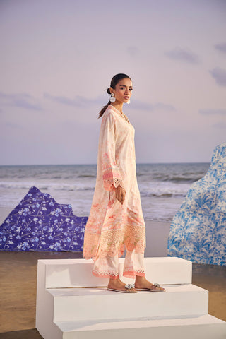 SS24DC-2309 PEACH LAWN 2PCS PRINTED KURTA WITH TROUSER