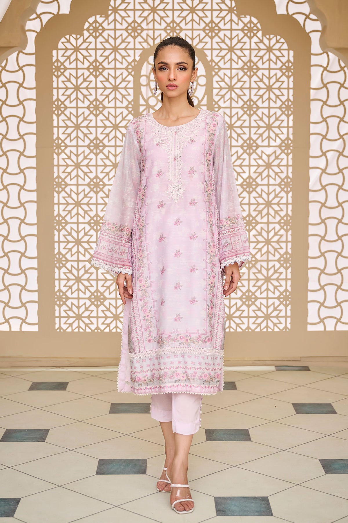 DA-1759 LIGHT PURPLE EMBROIDERED KURTA