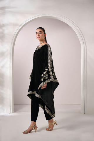 FW24DA-1890   BLACK  1PCS  EMBROIDERED KURTA