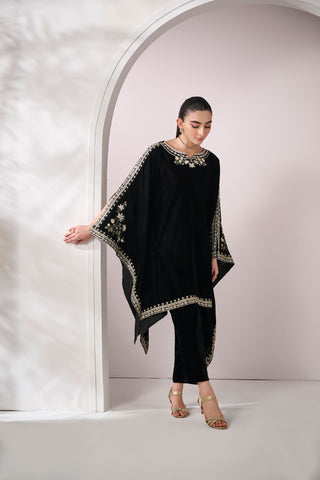 FW24DA-1890   BLACK  1PCS  EMBROIDERED KURTA