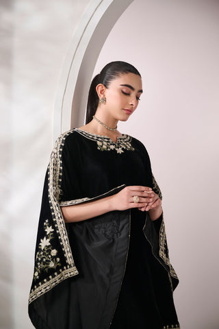FW24DA-1890   BLACK  1PCS  EMBROIDERED KURTA