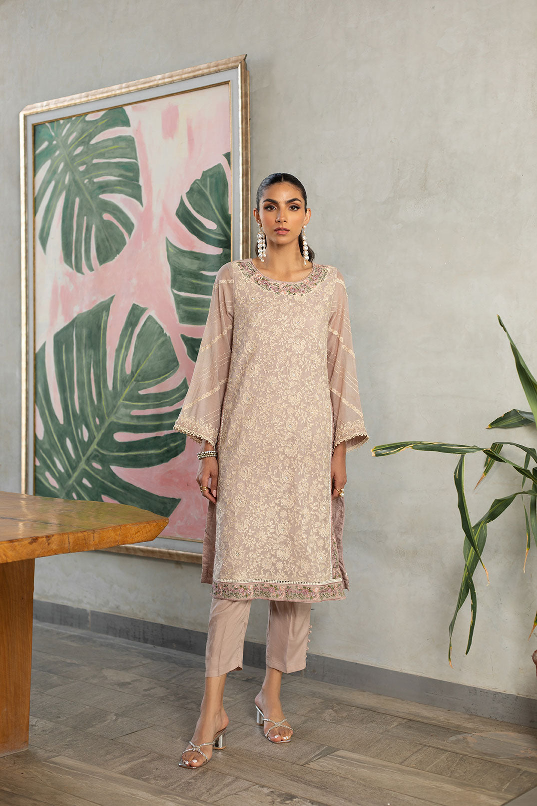 DA-2225 LIGHT PINK EMBROIDERED KURTA WITH TROUSER