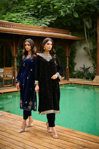 DA-2232 BLUE EMBROIDERED KURTA