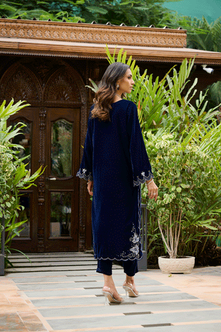 DA-2232 BLUE EMBROIDERED KURTA