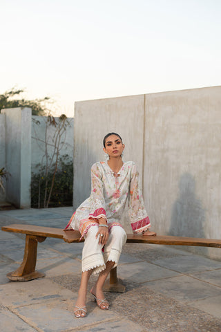 SS24DA-2291 L-PINK EMBROIDERED KURTA WITH TROUSER